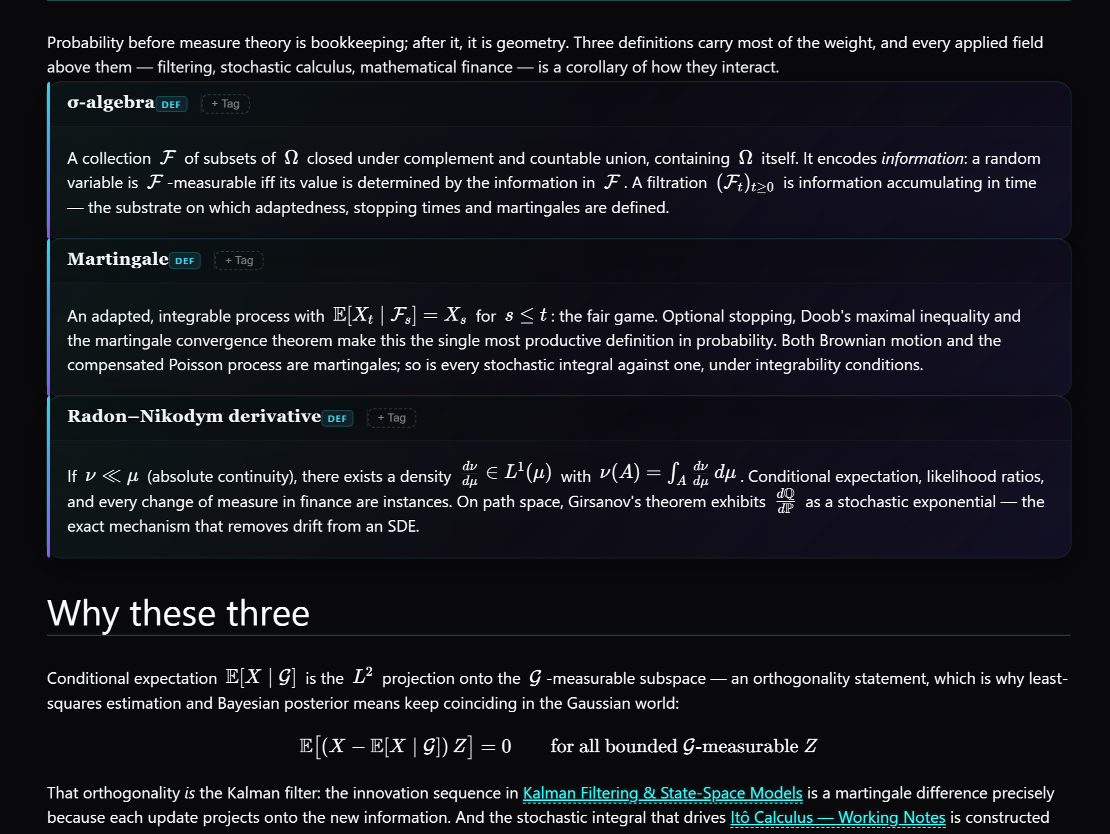 A definition hover card and the page relation map